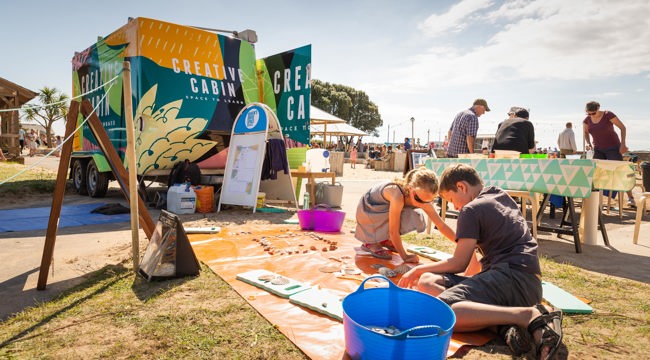 People get hands on at the Creative Cabin. C Simon Tutty