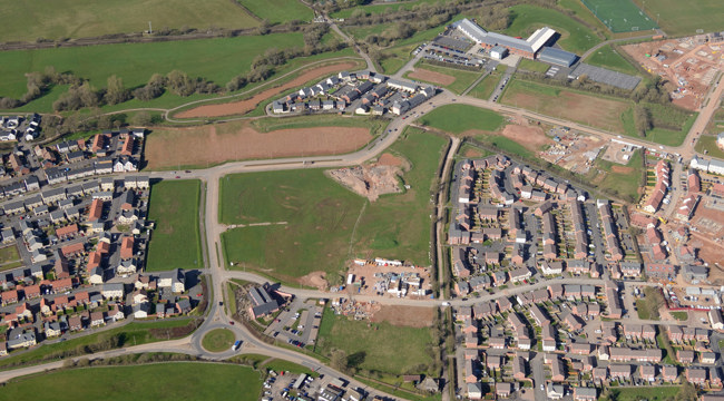 Cranbrook town centre from the air. Credit: Still Imaging