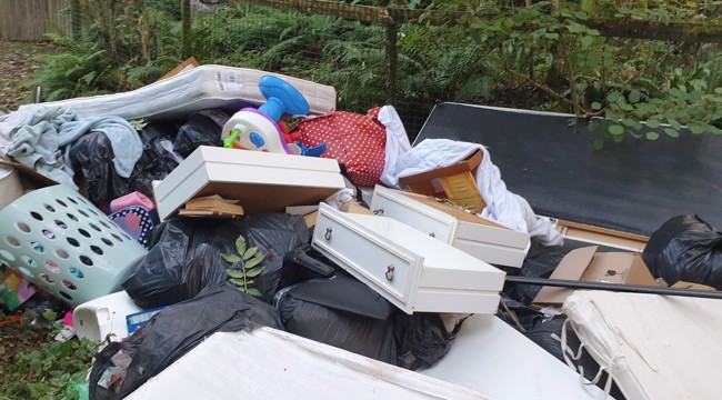 Fly-tipped rubbish in Uplyme