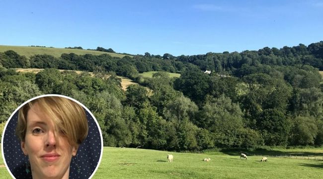 Caption: A view of East Devon with an inset picture of Jamie Buckley, EDDC's Community Engagement and Funding Officer, who helped host and organise the event.