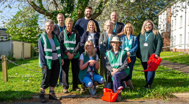 Ian Williams, councillors, East Devon District Council officers and residents at a community day in Sidmouth