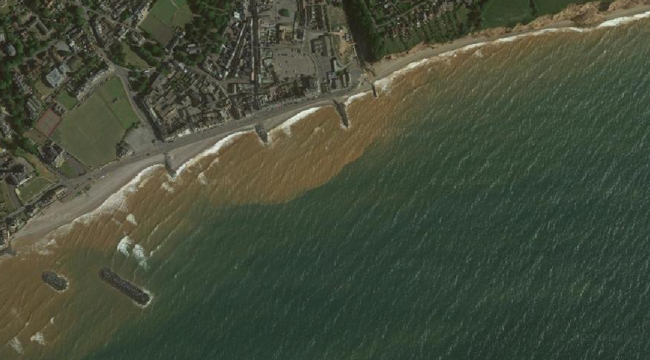 Birds' eye view of Sidmouth. Credit Google Maps.
