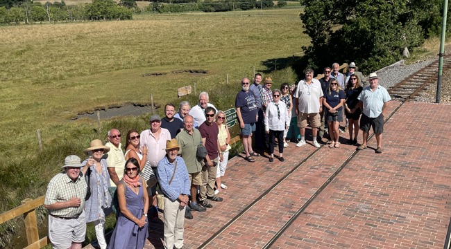 Supporters, friends, officers and local Councillors celebrate the official opening of the new Seaton Wetlands Tram Halt 