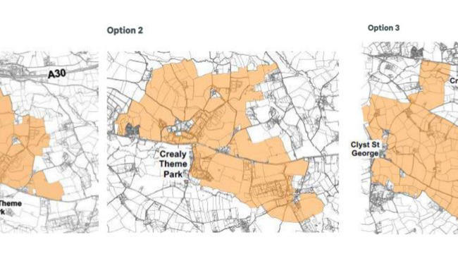 Potential locations for new East Devon town 