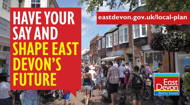 Have your say and shape East Devon's future. Photo of Sidmouth Town Centre. eastdevon.gov.uk/local-plan