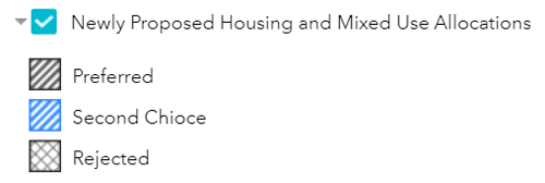 New Housing and Mixed Use Site Allocations key/legend