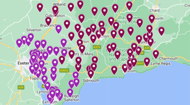 A screenshot of the interactive polling station map