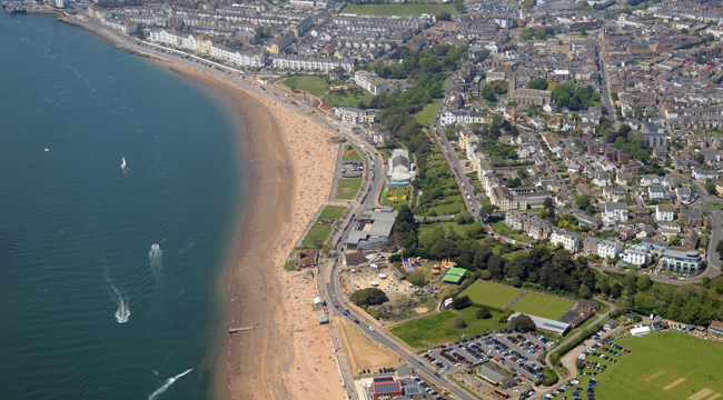 Aerial photo of Exmouth seafront