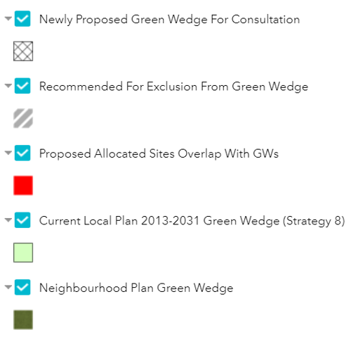 Legend for Green Wedges responsive map