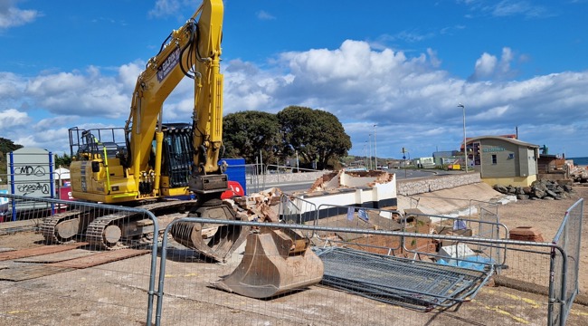 Exmouth National Coastwatch Institution (NCI) building demolition, April 2024. Credit: NCI