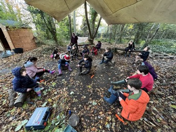 Children of Seaton Primary School in a Forest School lesson.