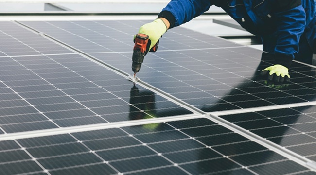 Solar panels being installed
