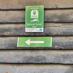 Exmouth Lawn tennis club defib location.