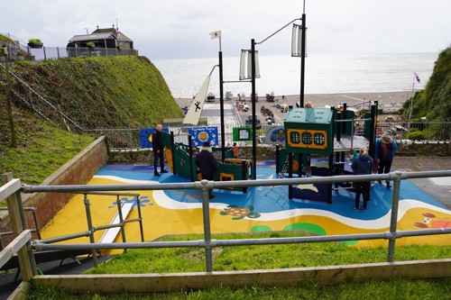 The local community enjoying the new Jubilee Play Park At Beer, March 2024