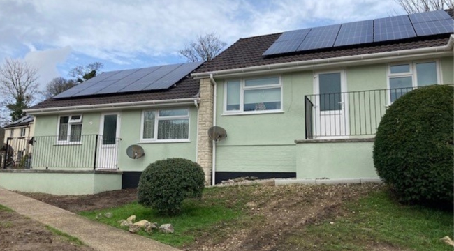 East Devon District Council bungalows with solar panels on the roof